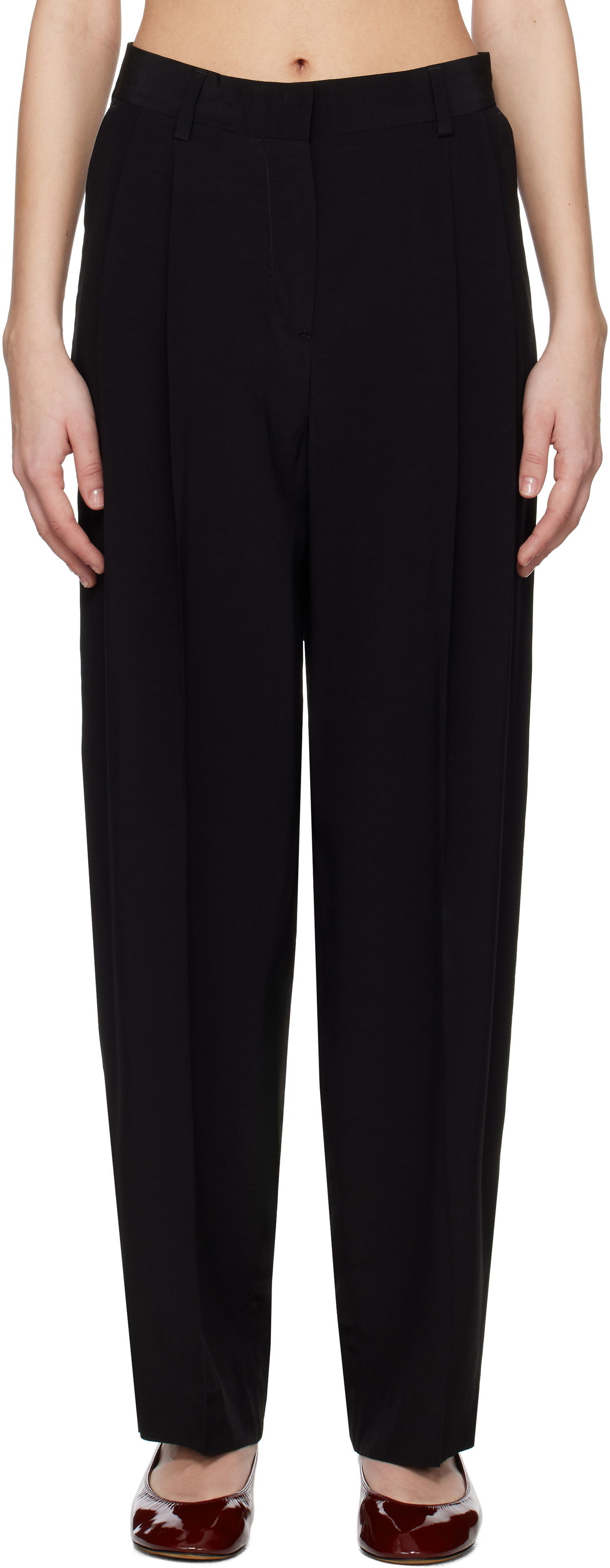 Bukser TOTEME TOTEME Double-Pleat Straight Trousers Sort | 252-WRB0289-FB0378, 0