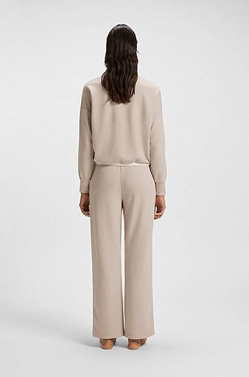 Sweatshirt BOSS Zip-neck sweatshirt with contrast details Beige | 50550718, 1
