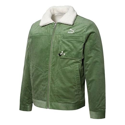 Jakke Puma Reversible Corduroy Jacket with Embroidered Logo Grøn | 534751-67, 0
