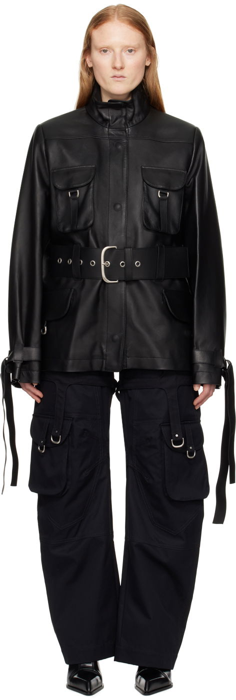 Jakke Off-White Cargo Leather Jacket Sort | OWJA077S24LEA0011000, 0