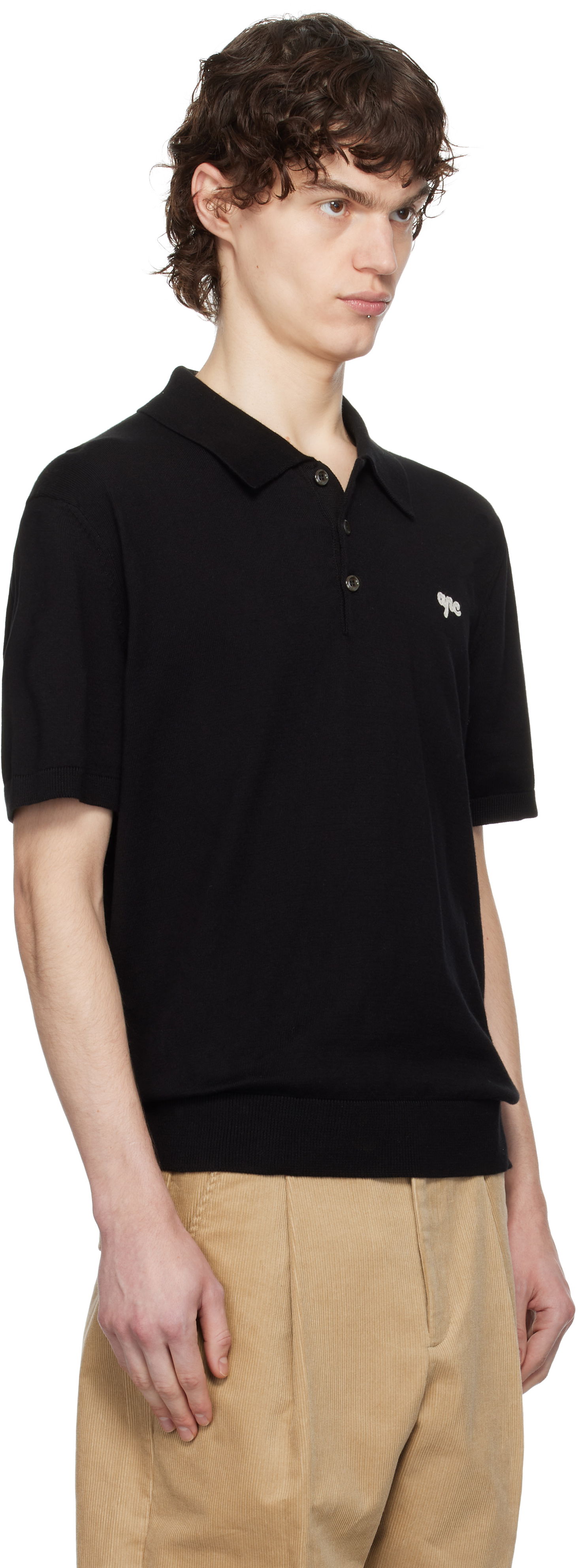 Polo skjorte A.P.C. A.P.C. Gregorio Knit Polo Sort | COGDK-H23393, 1