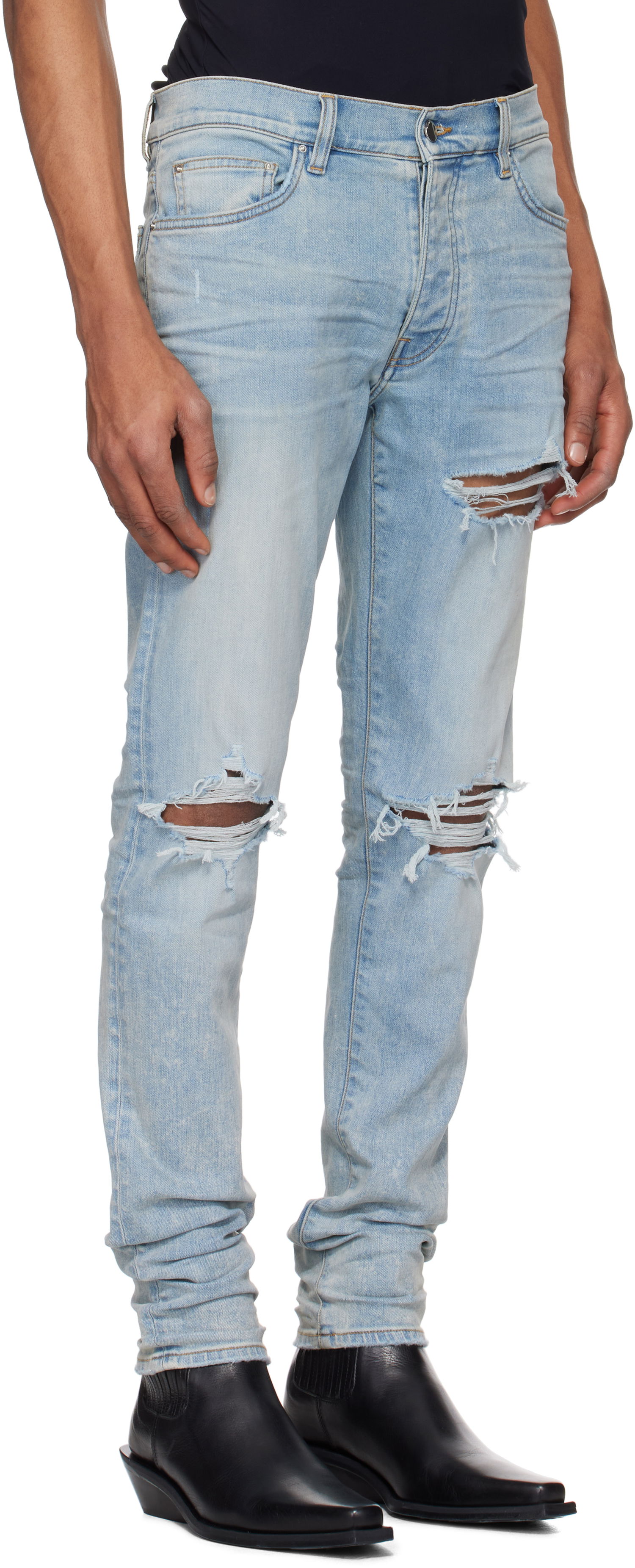 Jeans AMIRI AMIRI MX1 Distressed Slim Jeans Blå | AMDNSY1148, 1