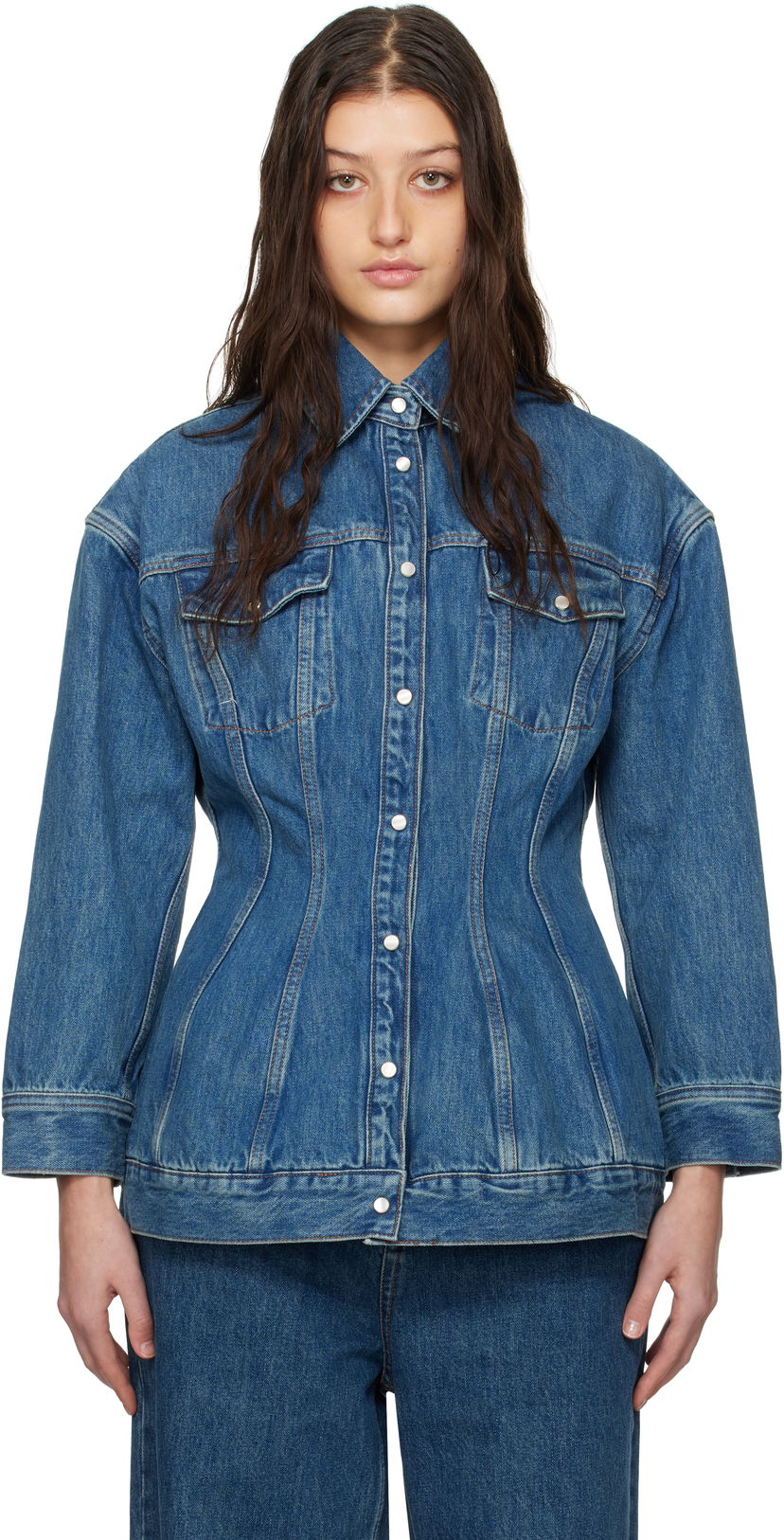 Jakke WARDROBE.NYC WARDROBE.NYC Contour Denim Jacket Blå | W6001F24DE