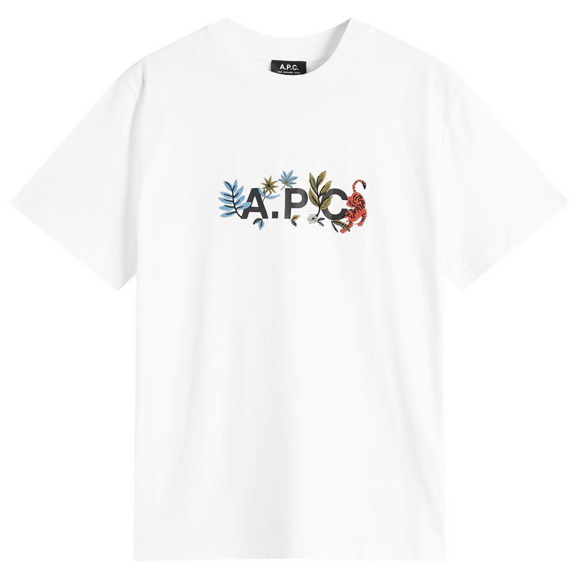 T-shirt A.P.C. Men's Auguste Nature Logo T-Shirt, Size Medium Hvid | COBQX-M26497-AAB