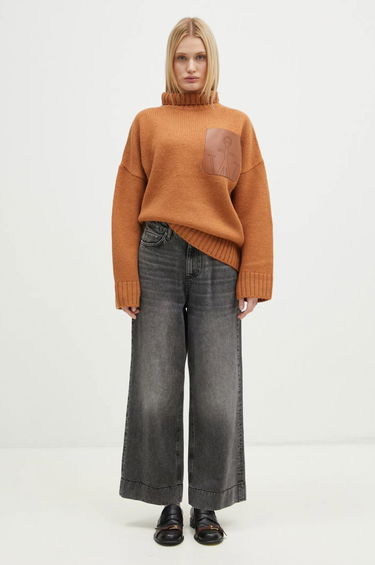 Sweater JW Anderson JW Anderson Leather Patch Pocket Turtleneck Jumper Brun | KW1292.YN0367.619, 3