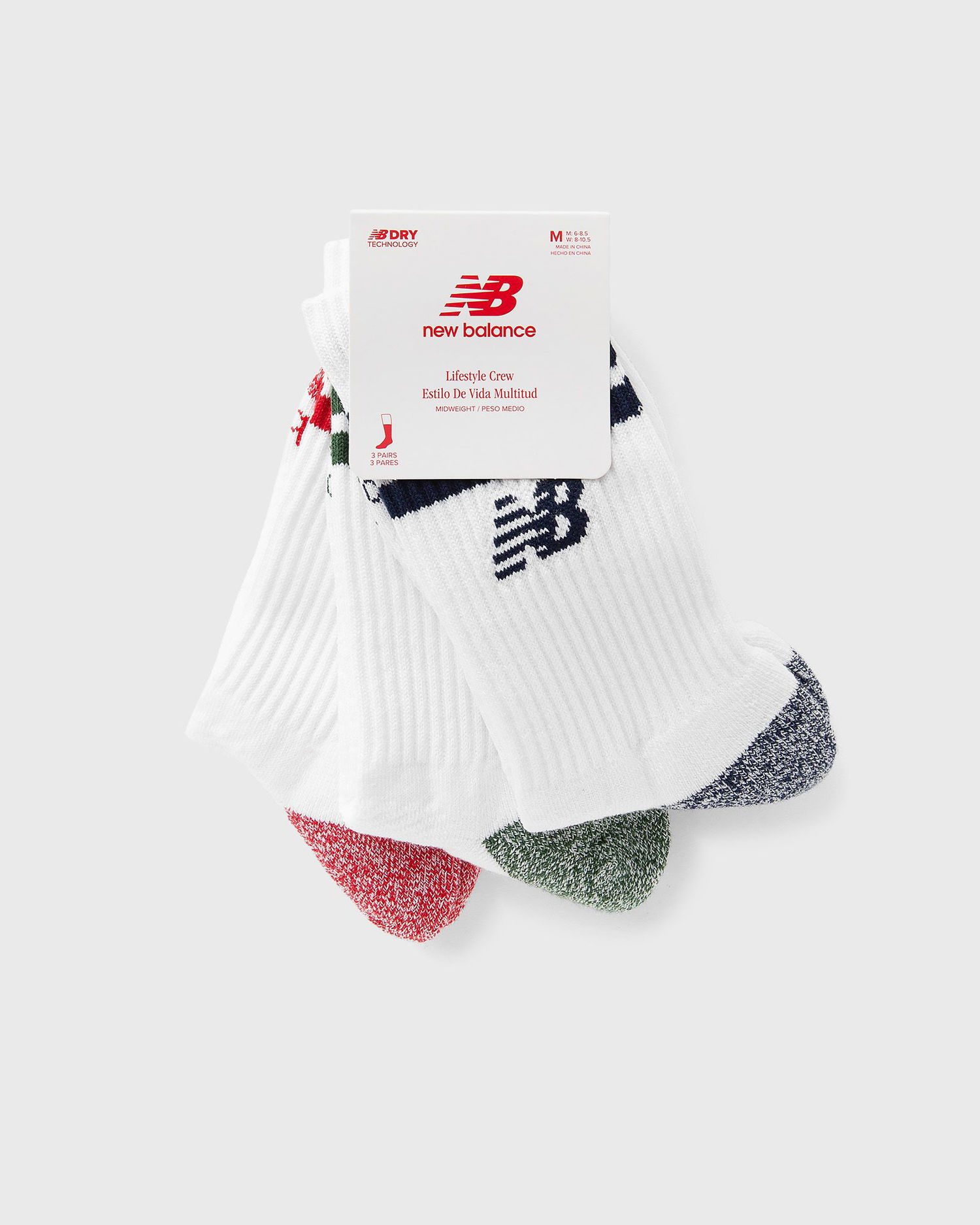 Sokker New Balance Midweight Crew Socks 3 Pairs Hvid | LAS35210-AS1, 0