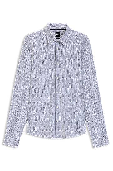 Skjorte BOSS Slim-Fit Performance-Stretch Printed Shirt Blå | 50545269, 0