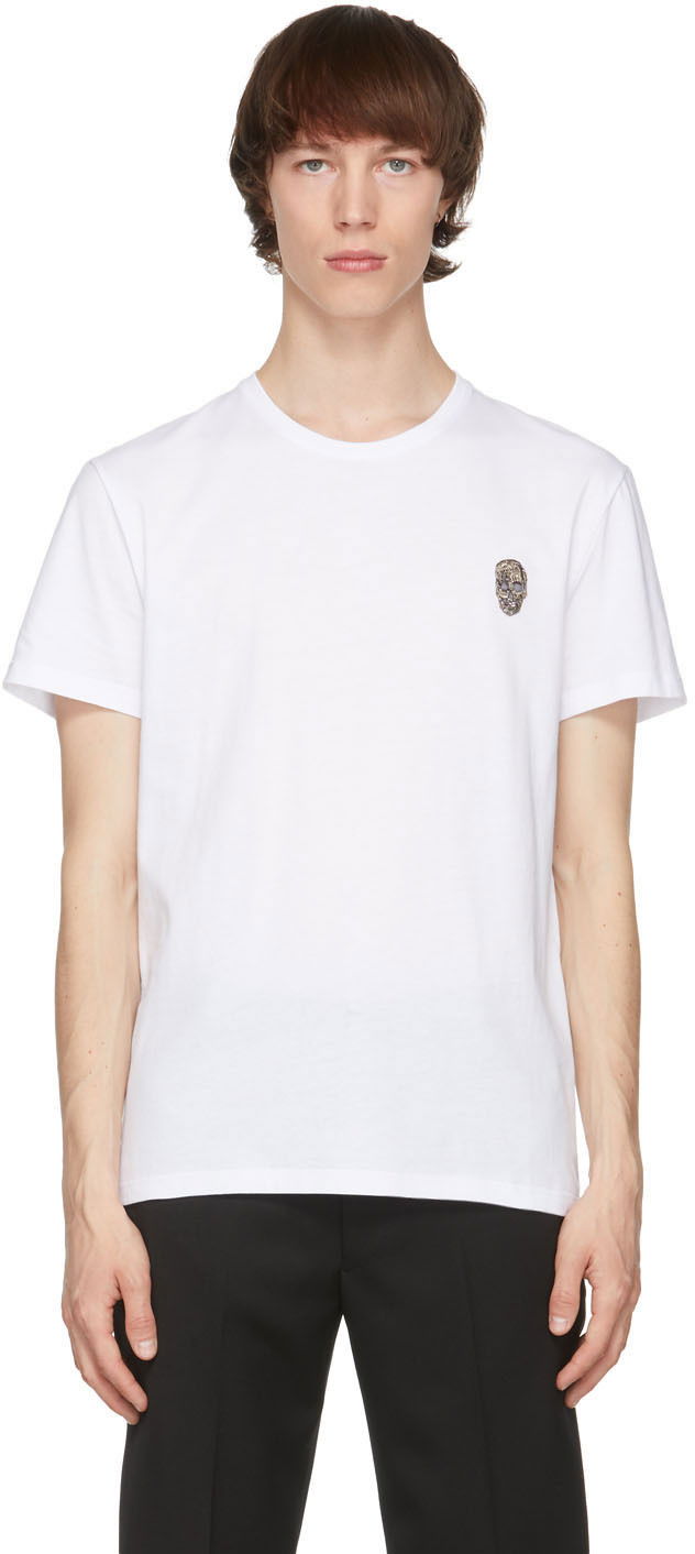 T-shirt Alexander McQueen Alexander McQueen Skull Badge T-Shirt Hvid | 662486QRX04