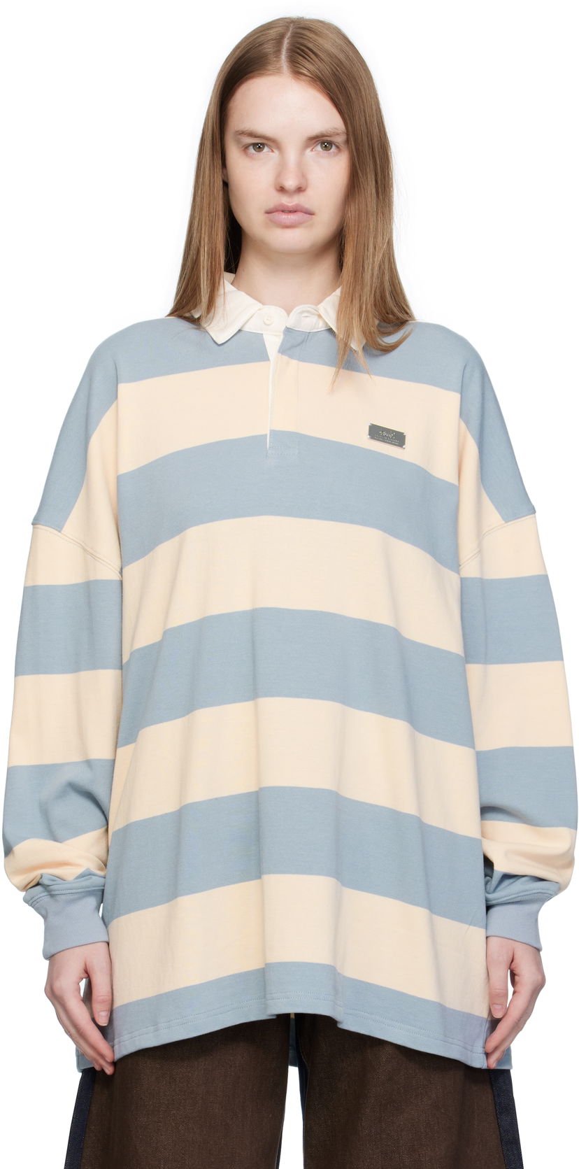 Polo skjorte Ksubi Ksubi Rugged Ruby Striped Long Sleeve Polo Blå | WFA25TE023