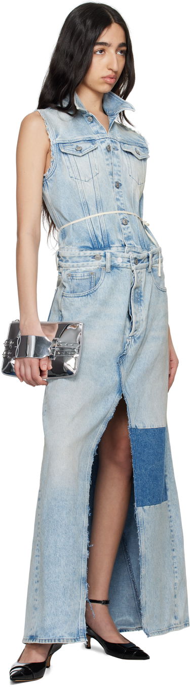 Kjole Maison Margiela MM6 Maison Margiela Paneled Denim Maxi Dress Blå | S62DG0046 M30018, 3