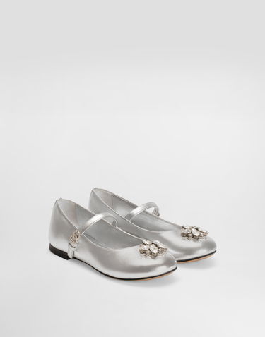 Sneakers og sko Dolce & Gabbana Nappa Leather Ballet Flats With Brooches Metalisk | D11376AX26180998, 1