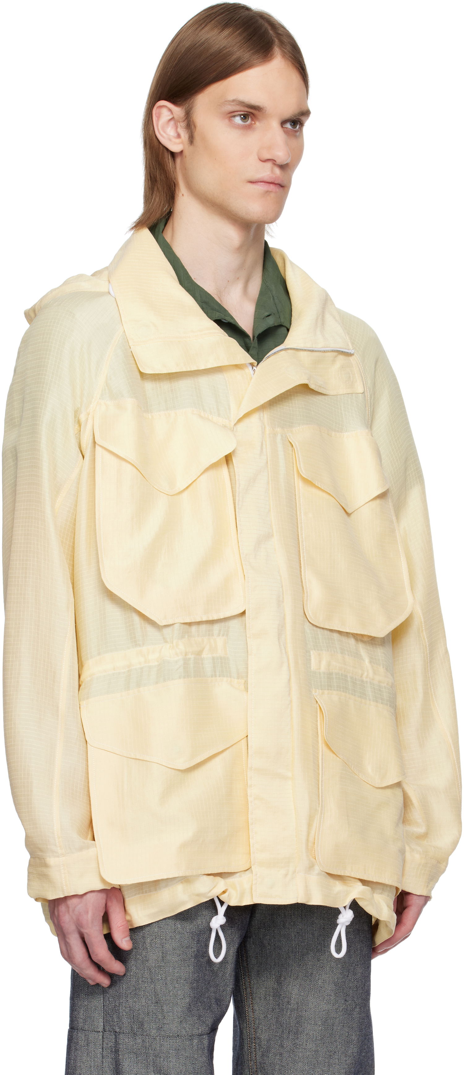 Vindjakke Ranra RANRA Explorer Silk Ripstop Long Hoodie Jacket Gul | AMSS25OW01516, 1