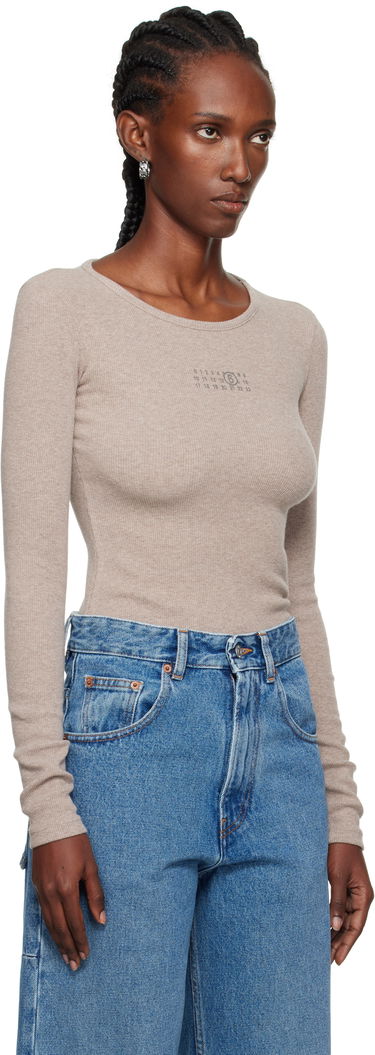 T-shirt Maison Margiela MM6 Maison Margiela Wool Blend Rib Jersey Long Sleeve T-Shirt Sort | S52NH0029 M20122, 4