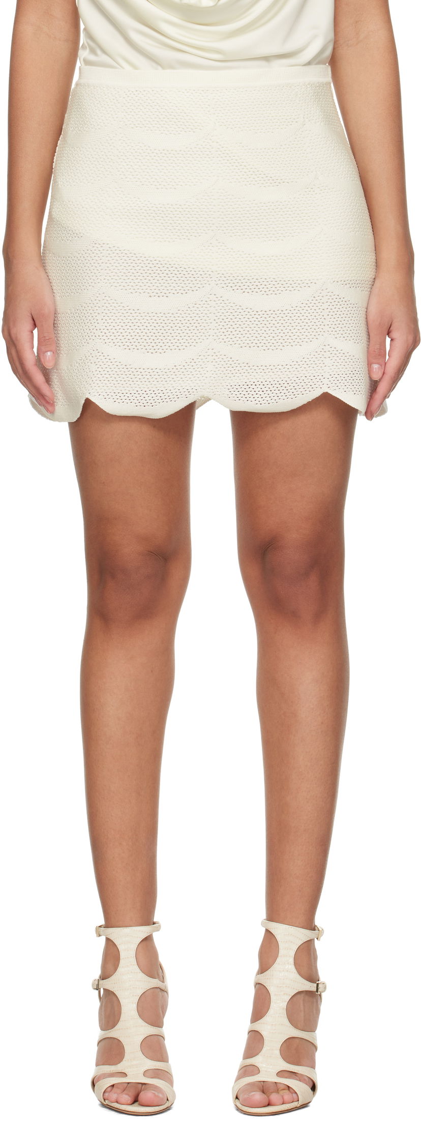 Nederdel Tom Ford Tom Ford Crescent Silk Cotton Mesh Miniskirt Hvid | GCK215-YAX844