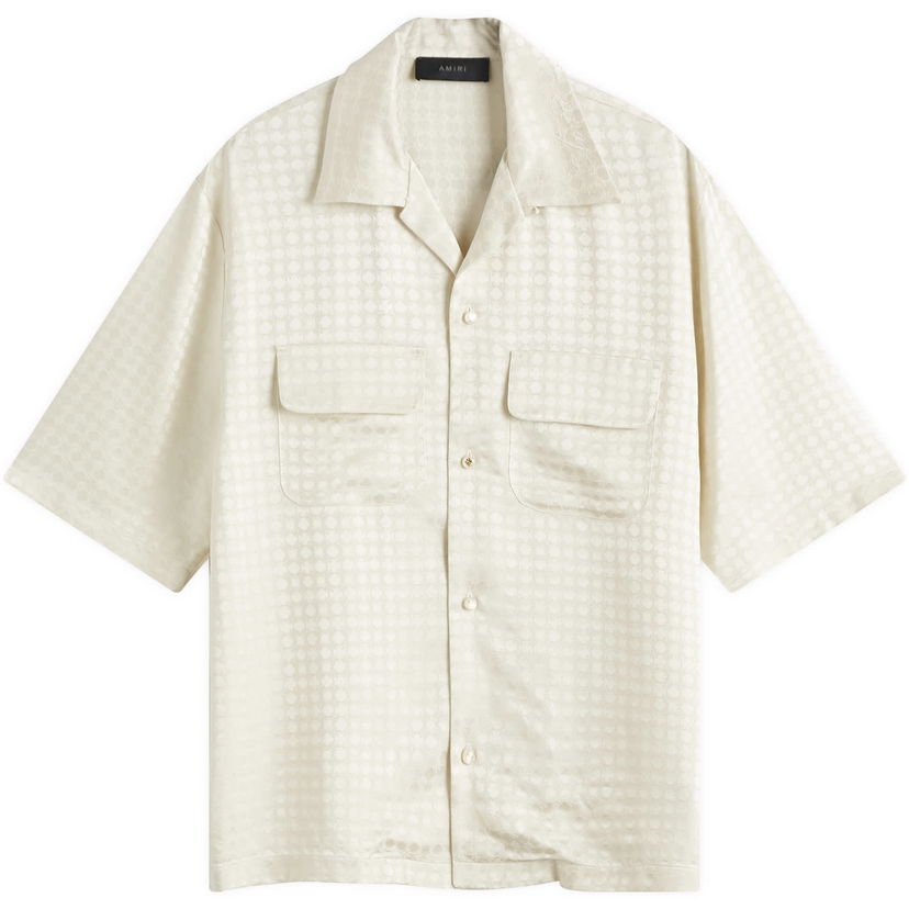 Skjorte AMIRI Quad Jacquard Camp Shirt Hvid | AMSTCA1070-271