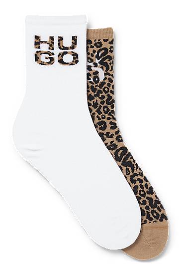 Sokker BOSS Two-Pack of Socks with Leopard Print Brun | 50543172, 0