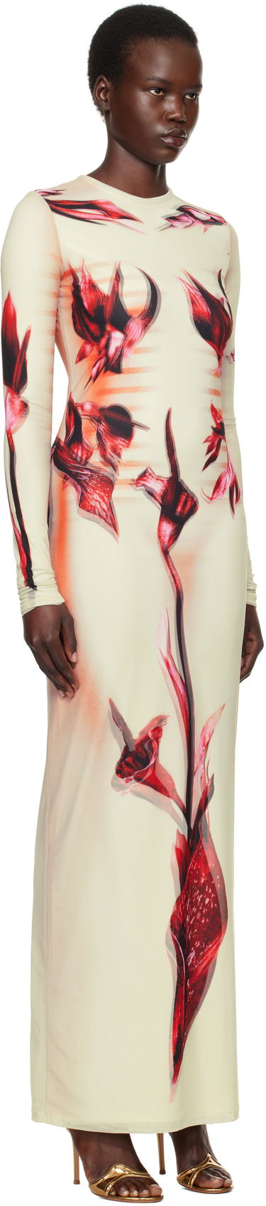 Kjole Jean Paul Gaultier Jean Paul Gaultier 'The Flower Body Morphing Marinière' Maxi Dress Beige | 25/33-F-RO371-T581-422030, 1