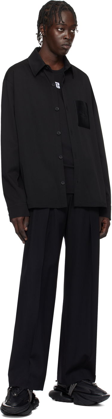 Skjorte Balmain Couture Label Long Sleeve Shirt Sort | EH1HS391WB01, 3