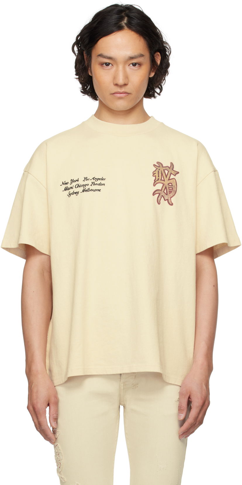 T-shirt Ksubi Ksubi Playoff Ekcess Short Sleeve T-Shirt Beige | MSP25TE037