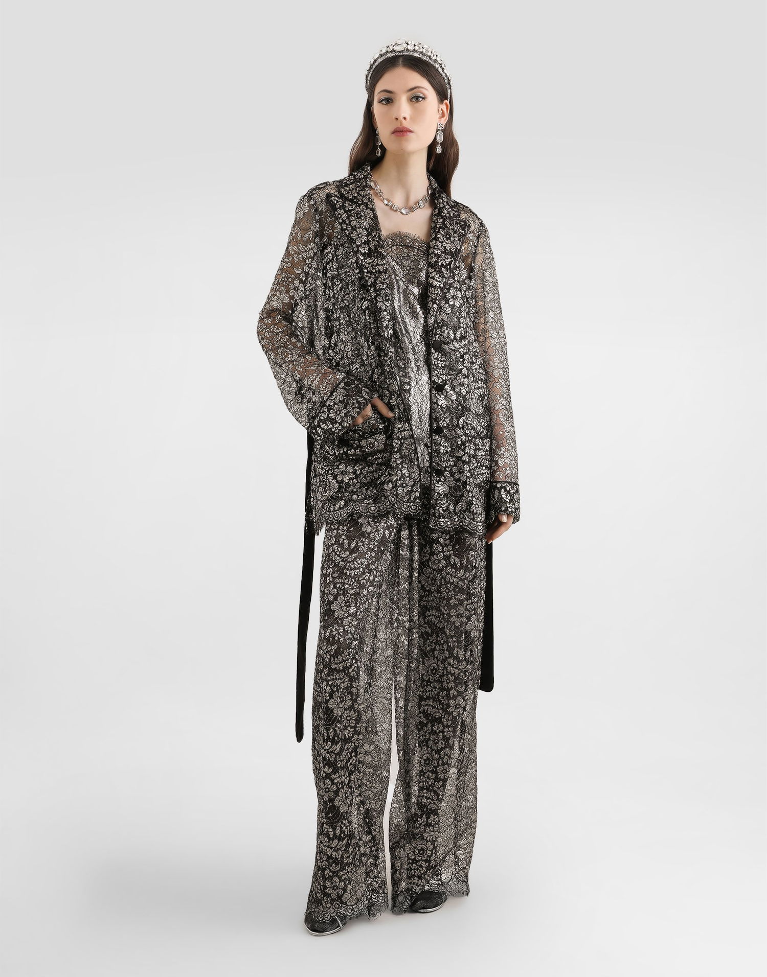 Bukser Dolce & Gabbana Lamé Lace Trousers Flerfarvet | FTC1YTILMCFS0998, 1