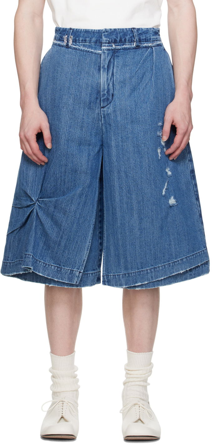 Shorts ADER ERROR Distressed Denim Shorts Blå | BN01SSJE0201BL, 0