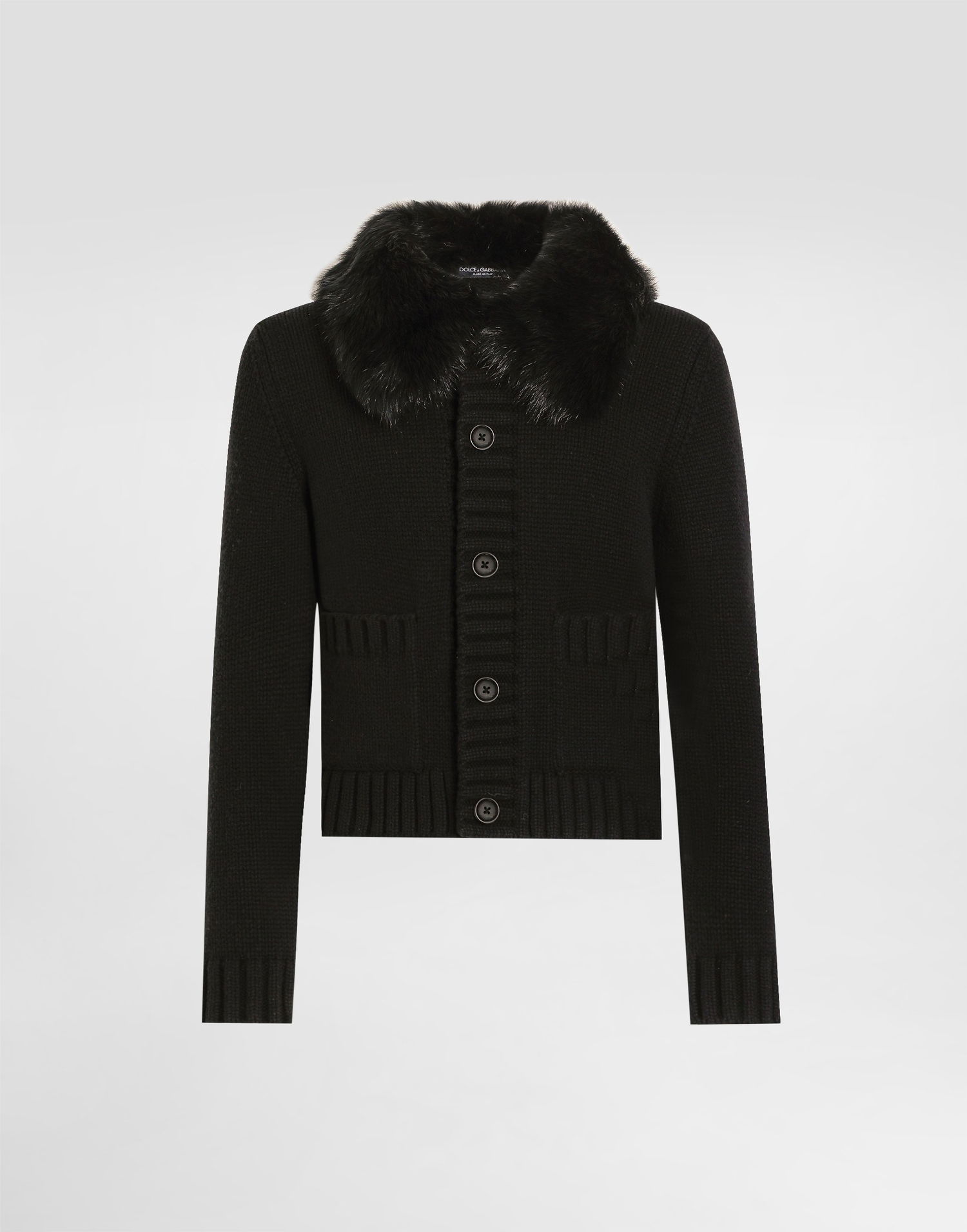 Jakke Dolce & Gabbana Dolce & Gabbana Wool Jacket with Faux Fur Collar Sort | GXVD3ZJDVBZN0000, 0