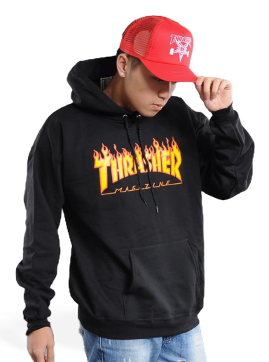 Sweatshirt Thrasher Flame Logo Hoody Sort | 017222