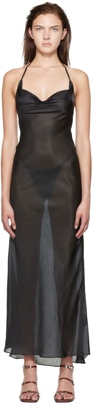 Kjole GUIZIO Guizio Exclusive Halter Neck Maxi Dress Sort | SD 3