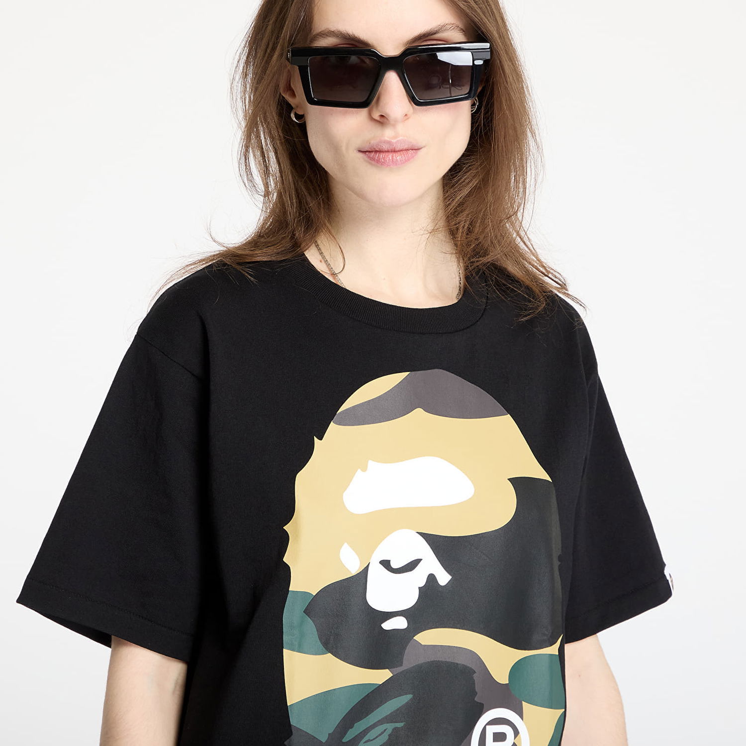 T-shirt BAPE A BATHING APE Giant 1St Camo Big Ape Head Tee Sort | 001TEL301015MBKD, 1