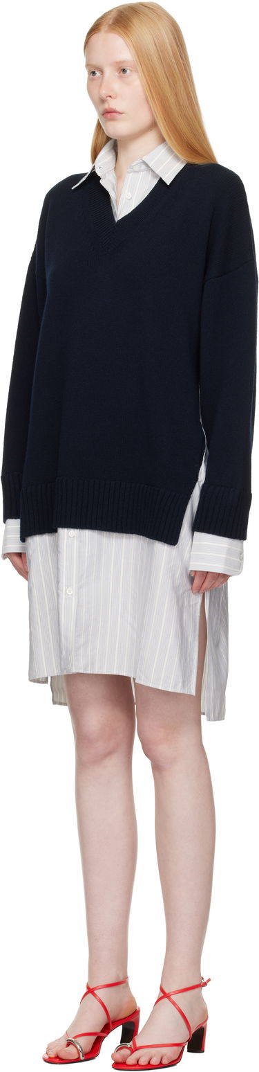 Sweater Stella McCartney Stella McCartney Crewneck Jumper Shirt Dress Mørkeblå | 6K10643S2583, 3