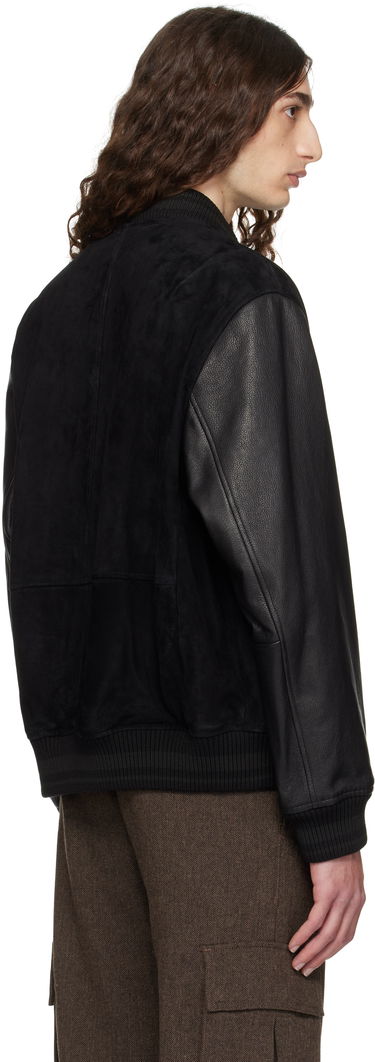 Bomberjakke BOSS Hugo Embossed-Logo Suede & Leather Bomber Jacket Sort | 50541881, 2