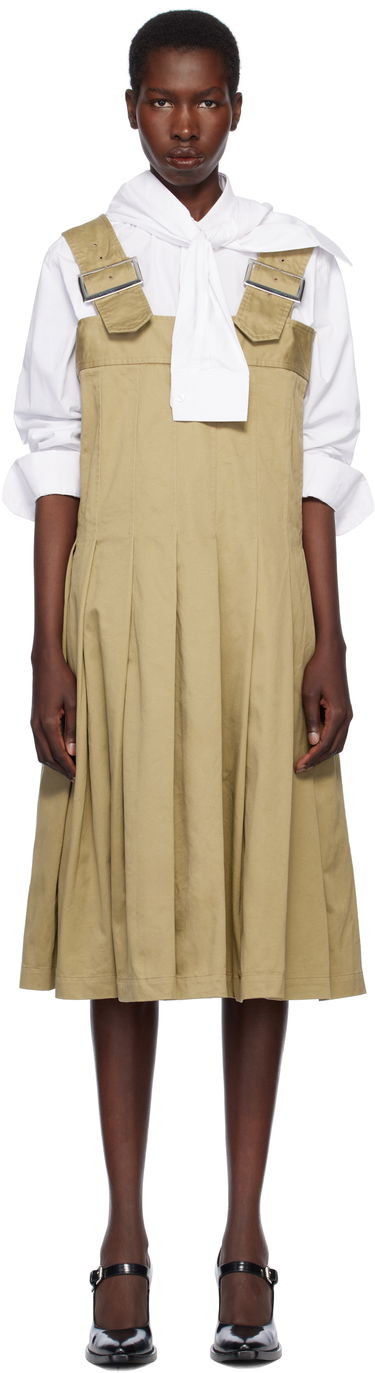 Kjole Comme des Garçons Comme des Garçons Cotton Twill Midi Dress Beige | RO-A006-051, 0