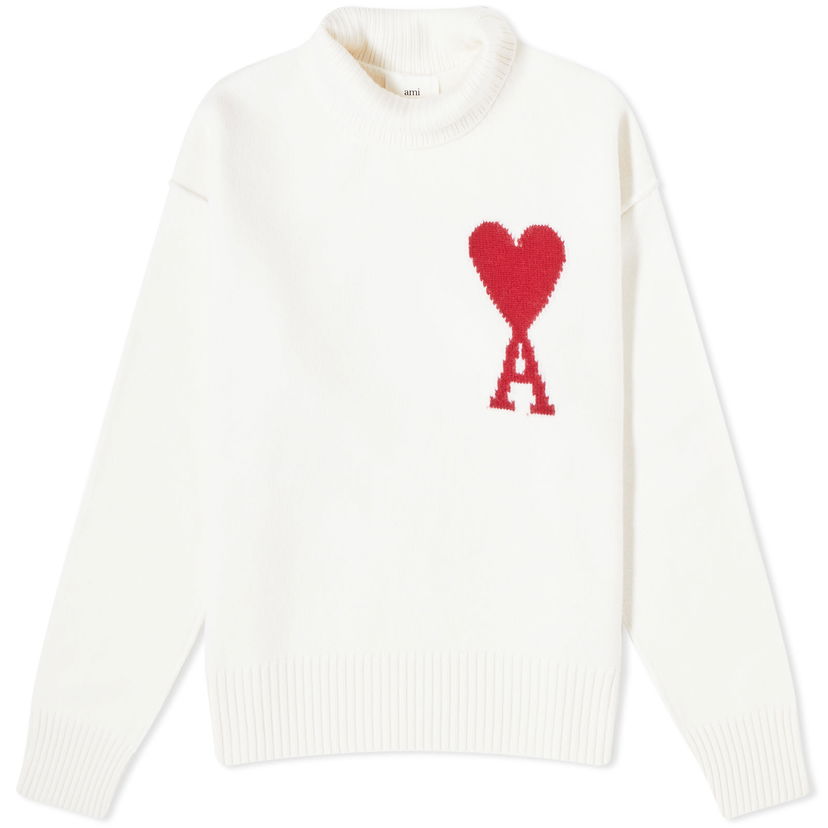 Sweater AMI ADC Large Funnel Knit Sweater Hvid | BFUKS406-018-154