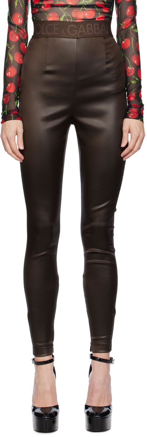 Leggings Dolce & Gabbana Brown Zip Leggings Brun | FTCNAT FURMV