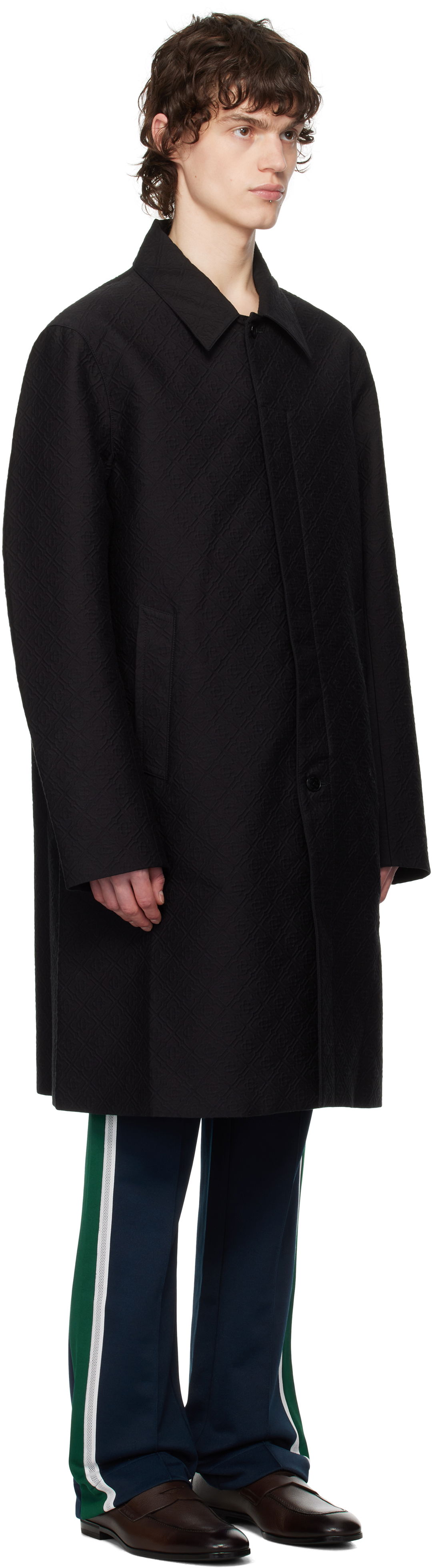 Regnfrakke Casablanca Casablanca Jacquard Car Coat Sort | MPS25-OT-163-01, 1