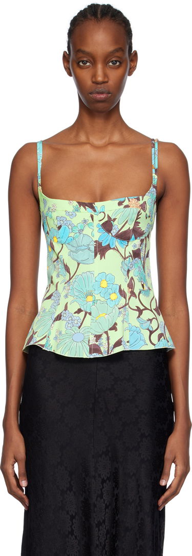 Tanktop Stella McCartney Stella McCartney Floral Print Peplum Camisole Grøn | 6T01583DS300, 0