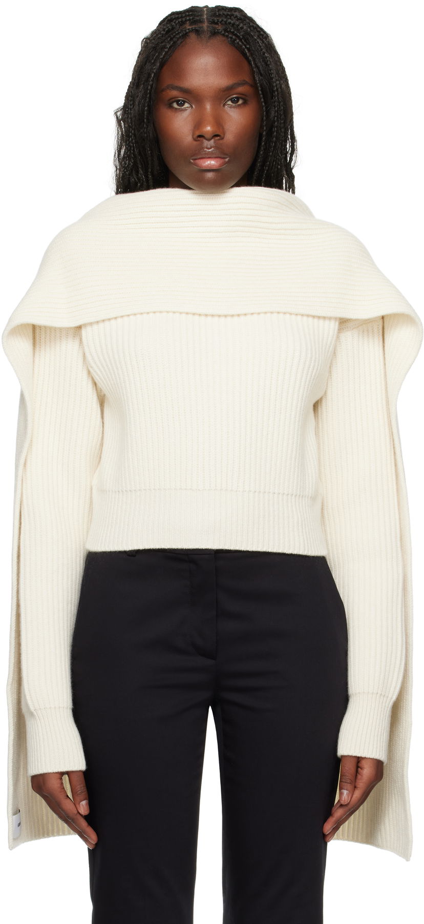 Sweater Erdem Draped Cowl Neck Sweater Hvid | AW24_W1KT5_IVCAK