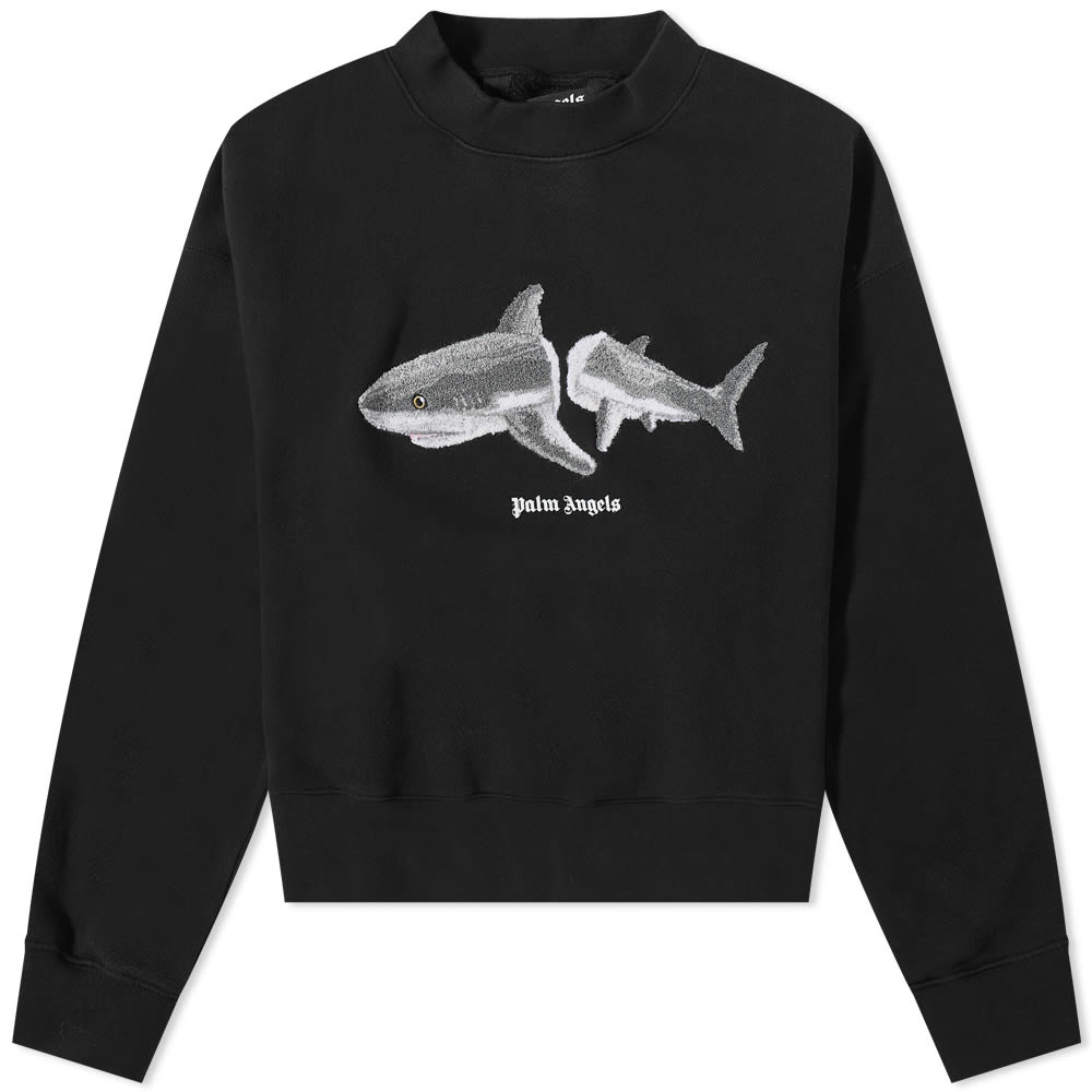 Sweatshirt Palm Angels Shark Crew Sweat Sort | PMBA026C99FLE0041009, 0