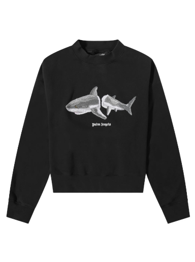 Sweatshirt Palm Angels Shark Crew Sweat Sort | PMBA026C99FLE0041009