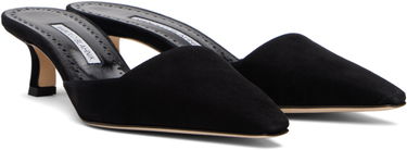 Smykker Manolo Blahnik Manolo Blahnik Moiramu Suede Heeled Mules Sort | 225-1957, 3