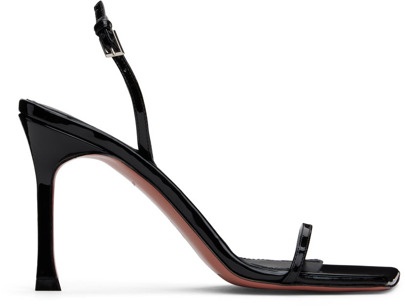 Skopleje Amina Muaddi Amina Muaddi Maya Slingback Heeled Sandals Sort | MAYA SLINGBACK PATENT