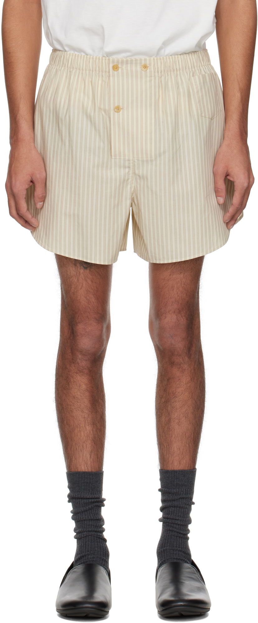 Boksere The Row The Row Nicasio Striped Shorts Beige | 892-W3585