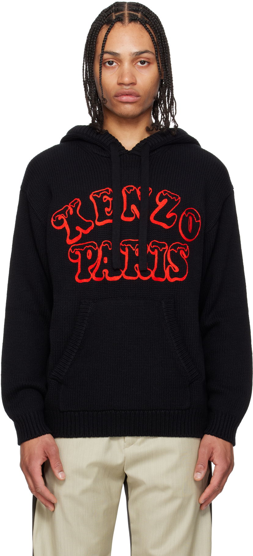 Sweatshirt KENZO Kenzo Paris VERDY Edition Knitted Hoodie Sort | FF58PU7103CJ