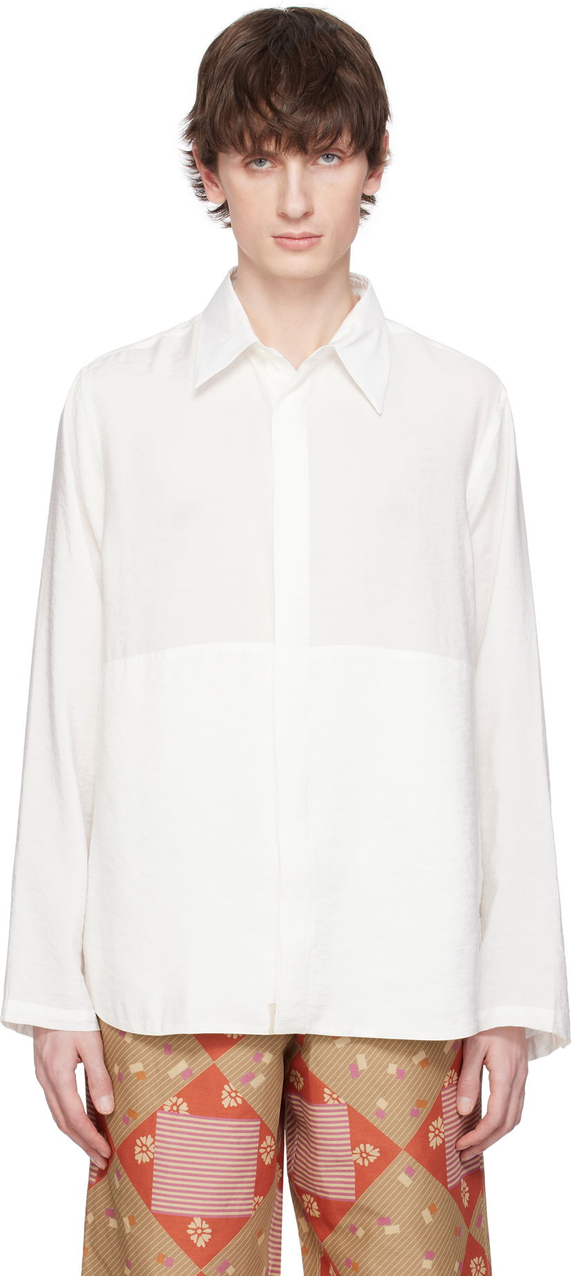 Skjorte Ranra RANRA Maker Gauze Modal Poly Classic Shirt Hvid | AMSS25LS01550