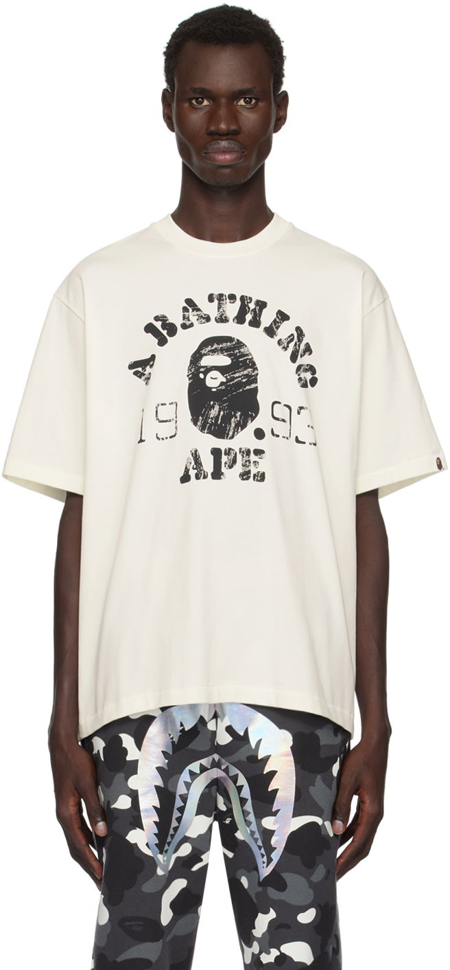 T-shirt BAPE Screen Print College Relaxed Fit T-shirt Hvid | 001TEK801320M