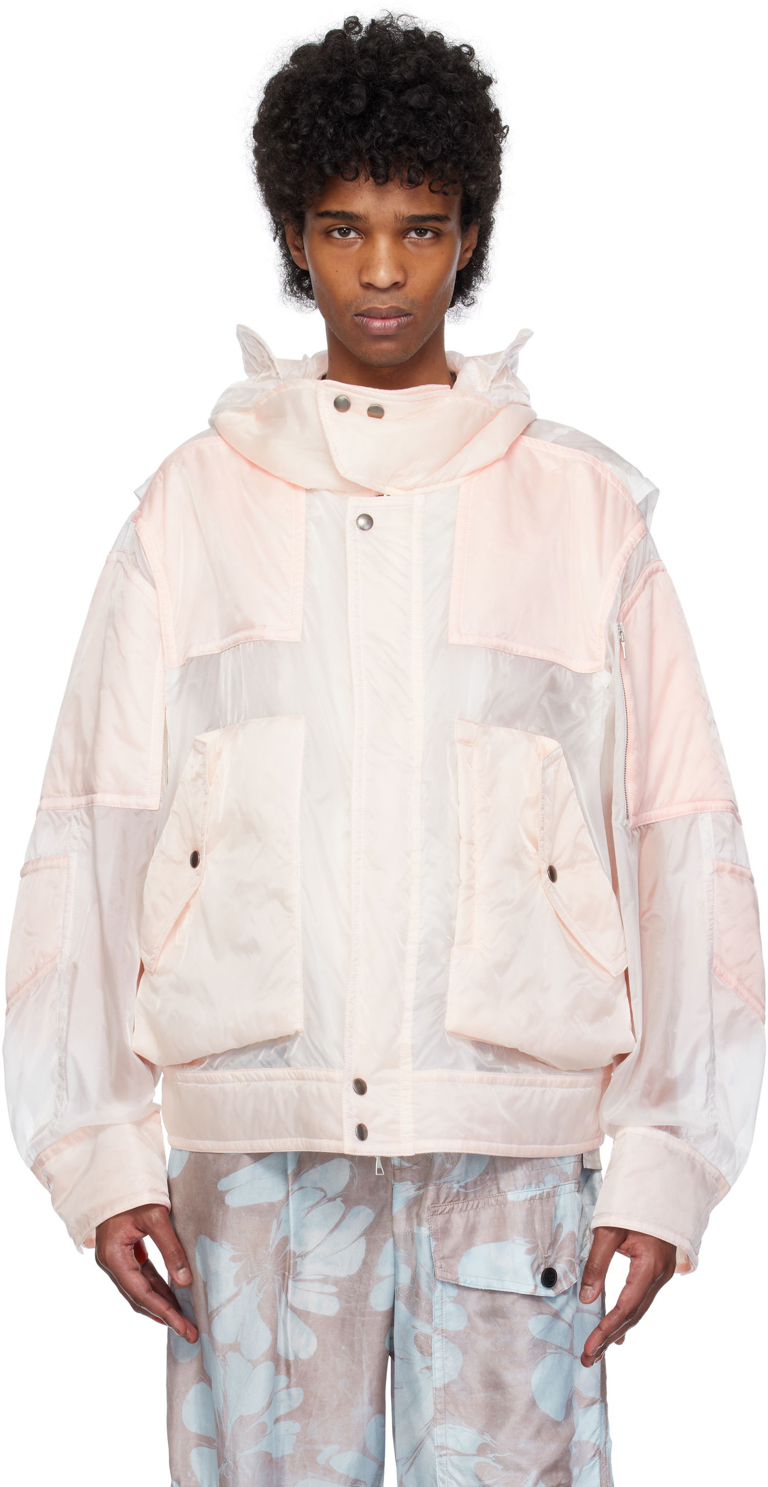 Vindjakke Dries Van Noten Dries Van Noten Satin Hooded Jacket Lyserød | 251-020519-1256, 0
