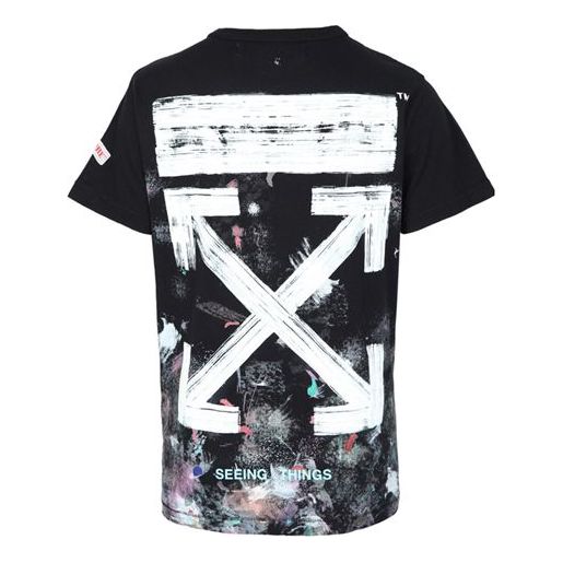 T-shirt Off-White Splash Ink Loose Short Sleeve T-Shirt Sort | OMAA002F176200179901, 0