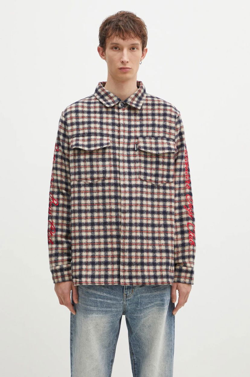 Skjorte BILLIONAIRE BOYS CLUB Men's Regular Fit Embroidered Checked Shirt Blå | B24429