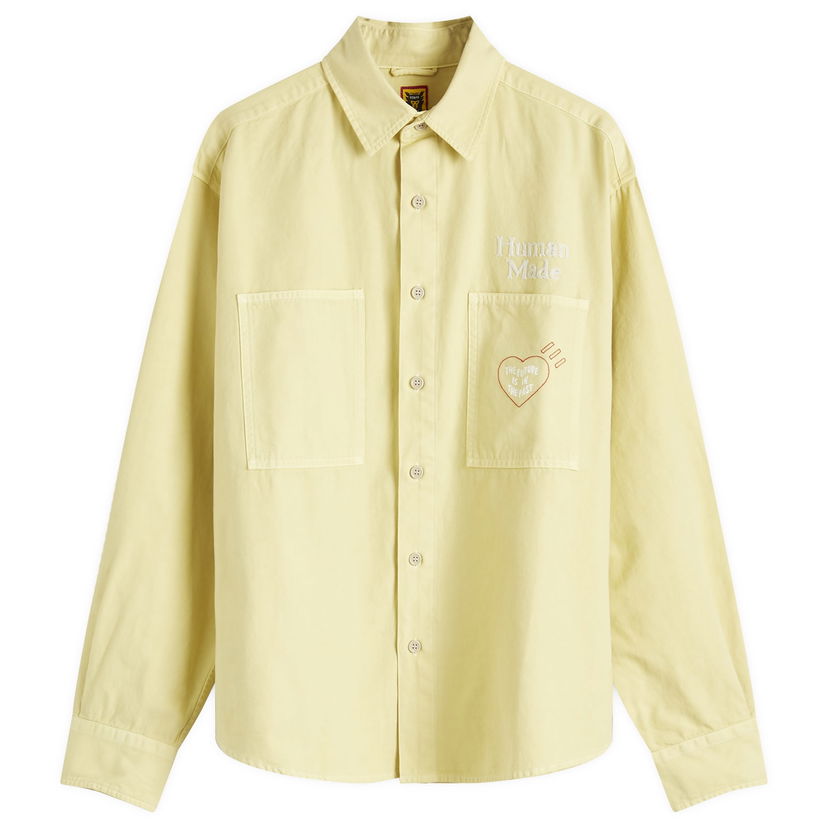 Skjorte Human Made Human Made Men's Stitch Work Shirt, Size Large Gul | HM28SH017-BG