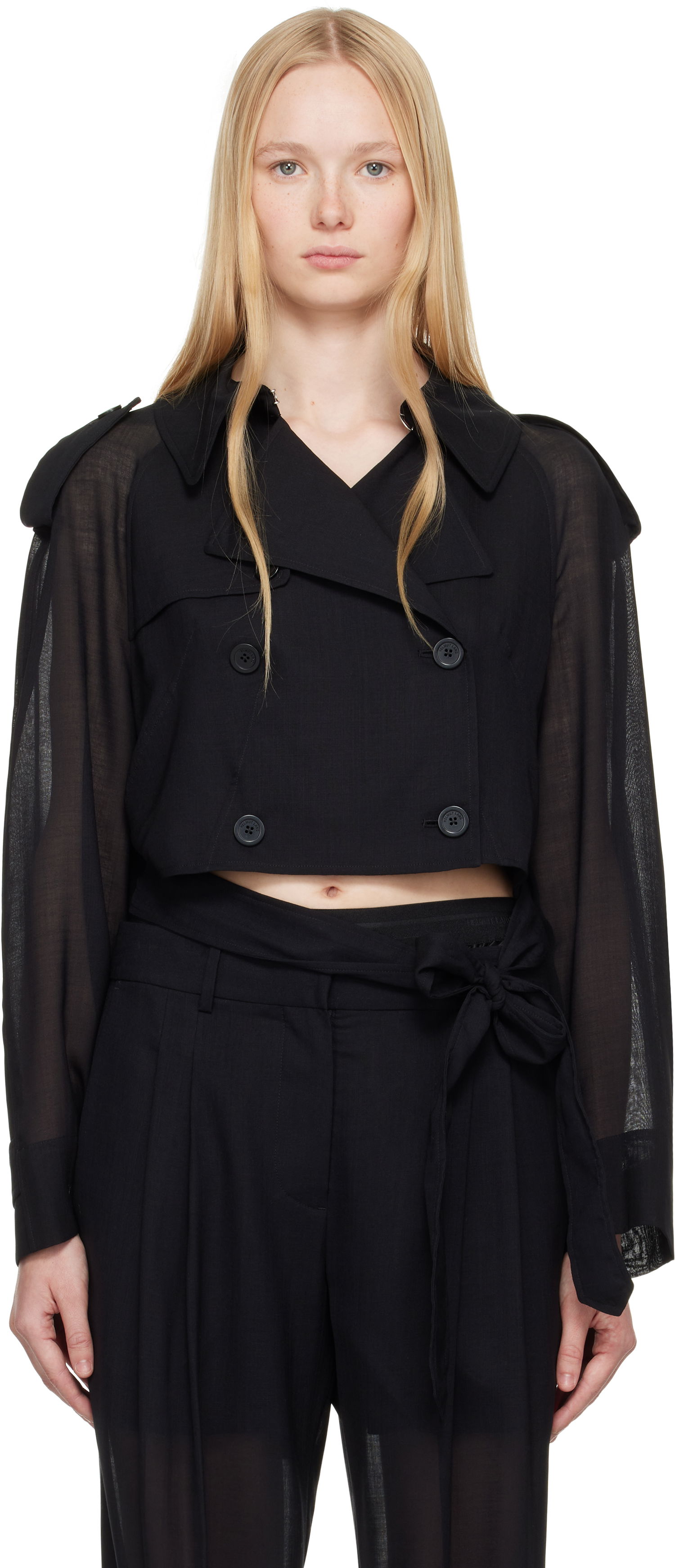 Trenchcoat Helmut Lang Helmut Lang Cropped Trench Coat Sort | P01HW101, 0